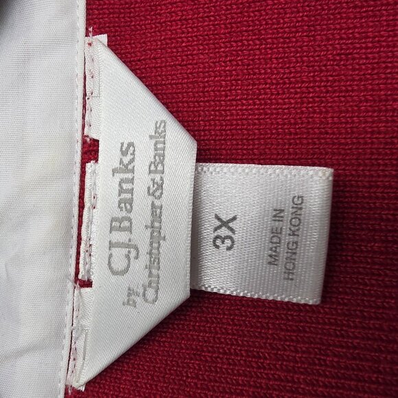 CJ Banks Sweater Womens 3X Red Collared V Neck Layered Look Pullover Mock Shirt - Picture 5 of 9